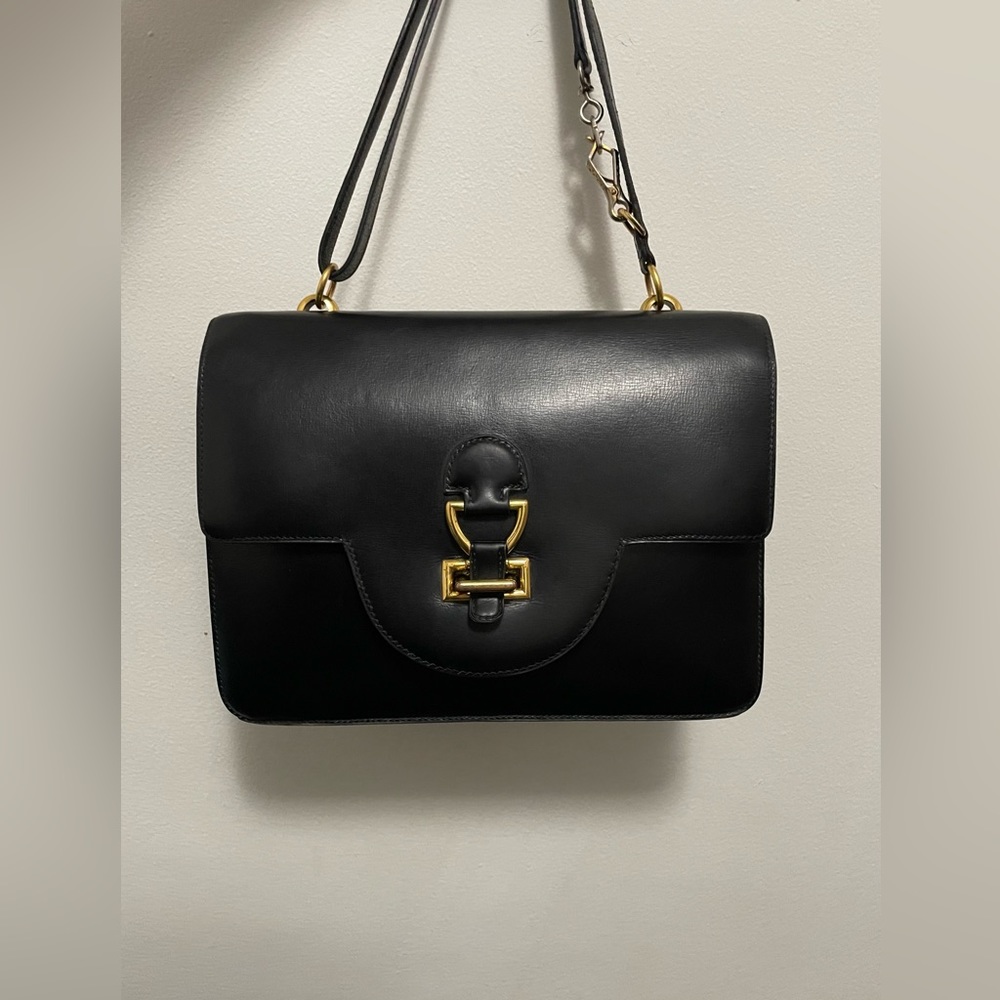 HERMES SAC SANDRINE BLACK BOX GOLD PLATED HARDWARE